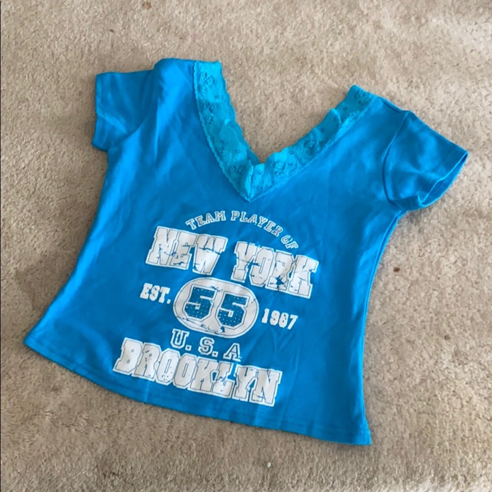 🥭 (4 for $15) PRIME Casual Blue Cropped Top - Picture 2 of 8